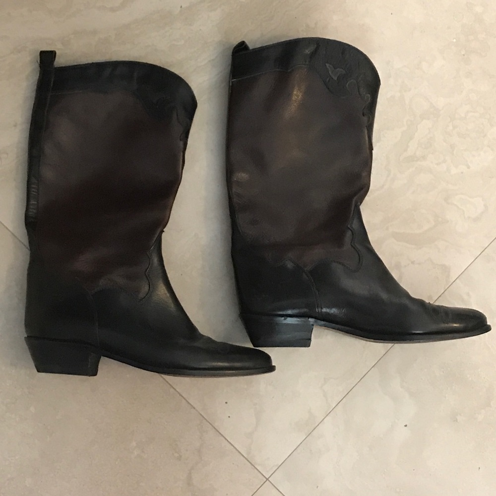 Joan and David black and brown cowboy boots.